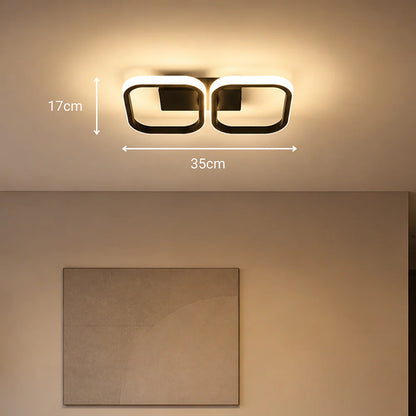 Lustra LED VERTEX GRID, 16W, 2 Patrate, lumina Rece/Calda/Neutra, Negru