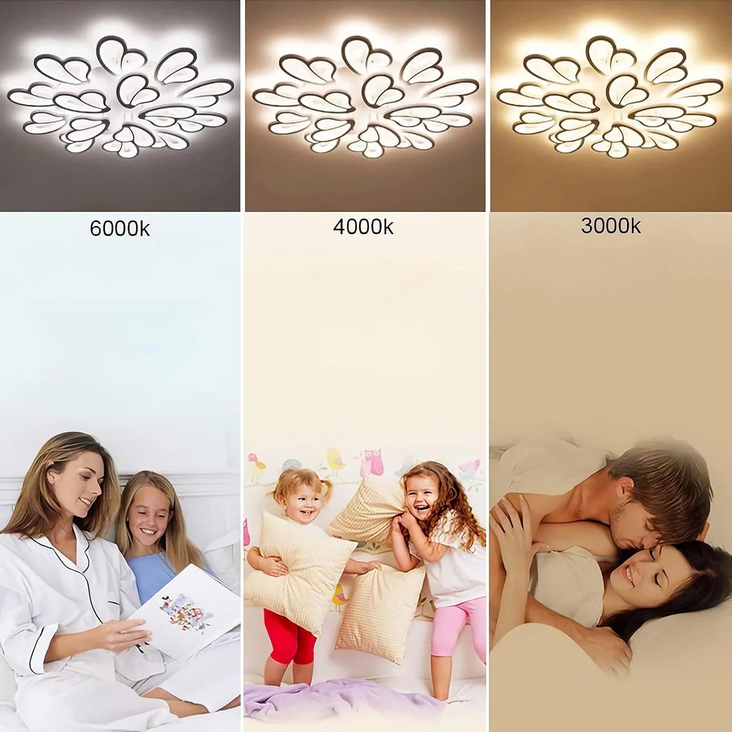 Lustra LED cu telecomanda BLOSSOM Grand, 143W, 12 Elemente, lumina Rece/Calda/Neutra, Dimabila, Alb