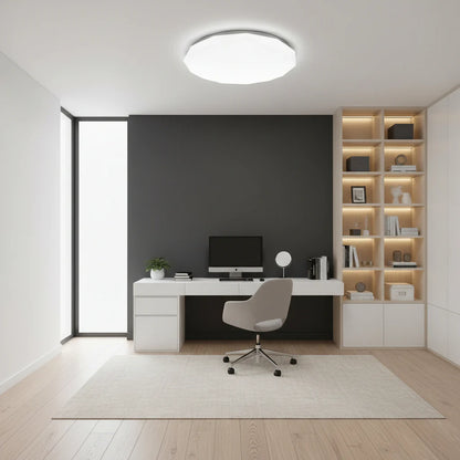Plafoniera LED Hexagon 35 cm, 32W, 3000K / 4000K / 6000K, Alb, Metal si Acril