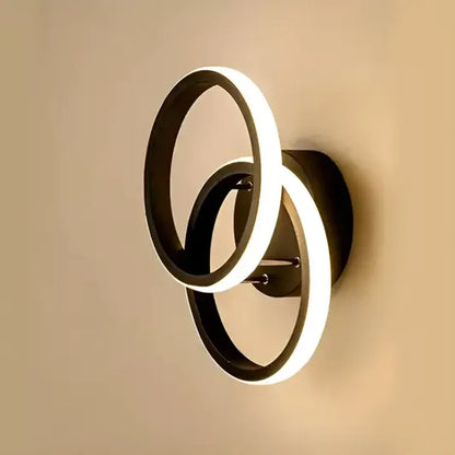 Lustra LED VERTEX Circula Cercuri Suprapuse, 44W, 2 Cercuri, Lumina Rece/Calda/Neutra, Negru