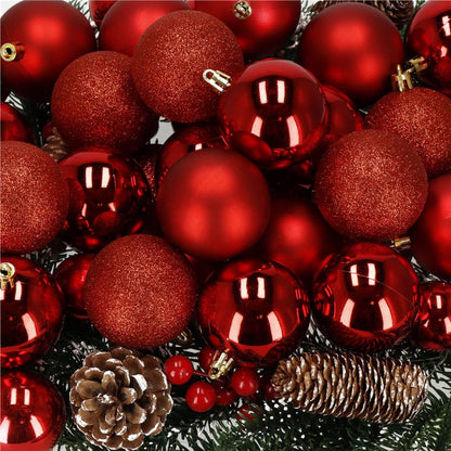 Set globuri de Craciun, 30 bucati, 3 modele, 6cm, rosu