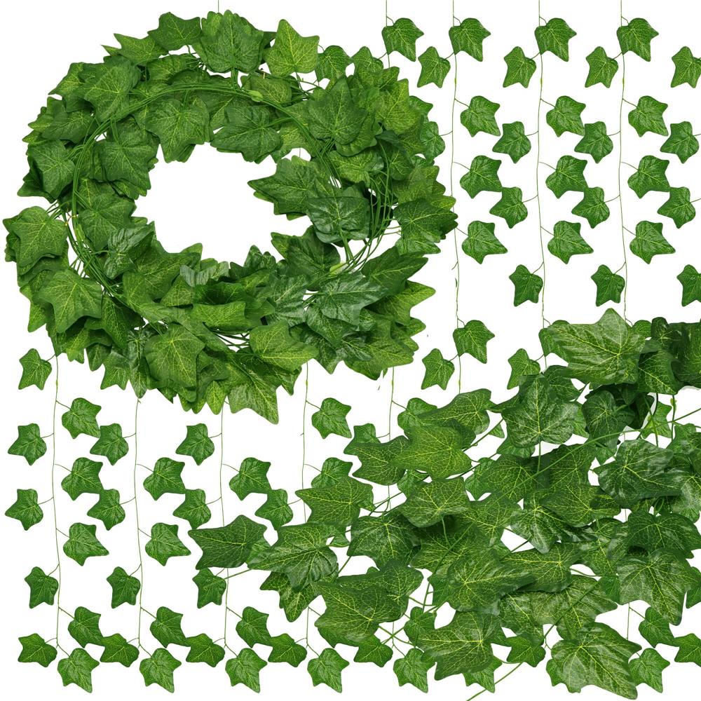 Set 6 ghirlande iedera artificiala pentru decorare, 6x233cm, frunze mari, verde