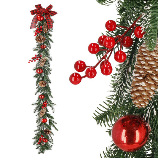 Ghirlanda artificiala decorativa de Craciun, aspect inzapezit, 150 cm, ace 3D, verde