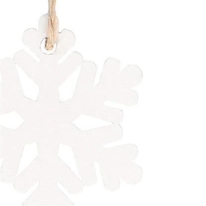 Decoratiune brad fulg de zapada din lemn, set 6 bucati, 4cm, alb
