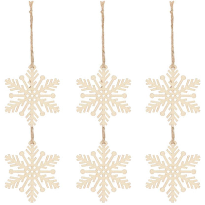 Decoratiune brad fulg de zapada din lemn, set 6 bucati, maro