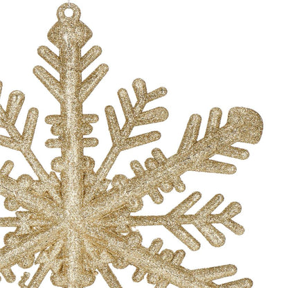 Decoratiune brad fulg de zapada, 30cm, auriu cu sclipici