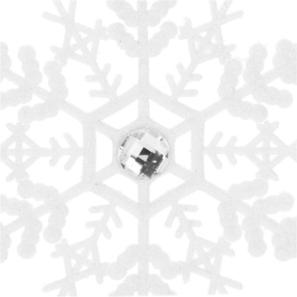 Decoratiune brad fulg de zapada cu cristal, set 2 bucati, 12cm, alb