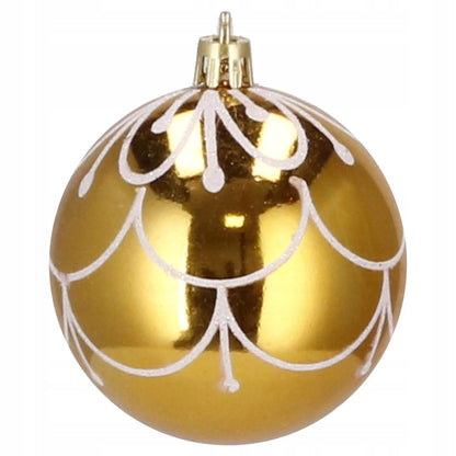 Set globuri de Craciun cu modele de sarbatori, 30 bucati, 5cm, alb auriu