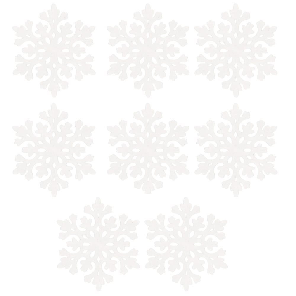 Decoratiune brad fulg de zapada, set 8 bucati, 8cm, alb