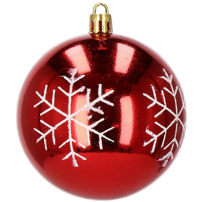 Set globuri de Craciun, 16 bucati, 8cm, 8 modele, rosu alb