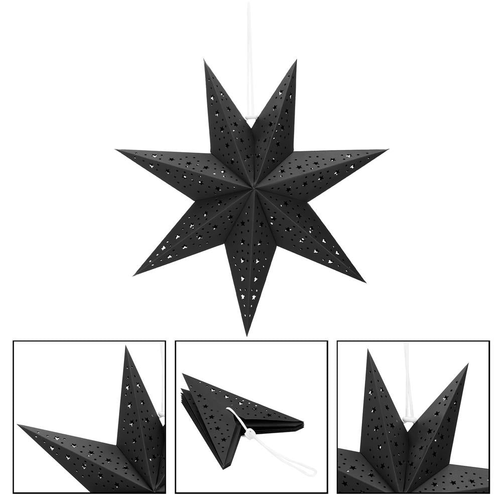Stea decorativa 3D din hartie ajurata, 50cm, neagra