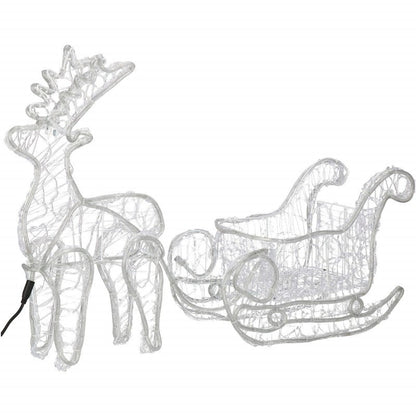 Instalatie lumini pentru Craciun, ren cu sanie, , 312 LED-uri, 150cm, alb