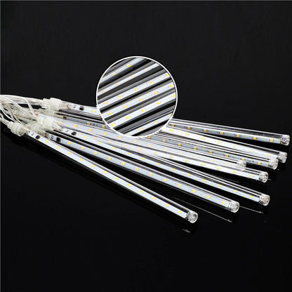 Instalatie de Craciun, 10 tuburi, 50cm, 480 LED, ploaie de meteoriti, galben