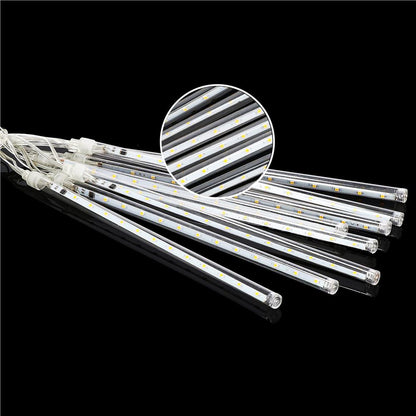 (DL) Instalatie de Craciun, 8 tuburi, 30cm, 144 LED, ploaie de meteoriti, galben