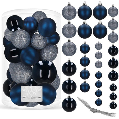 Set globuri de Craciun, 30 bucati, 3 modele, 4/5/6cm, albastru deschis