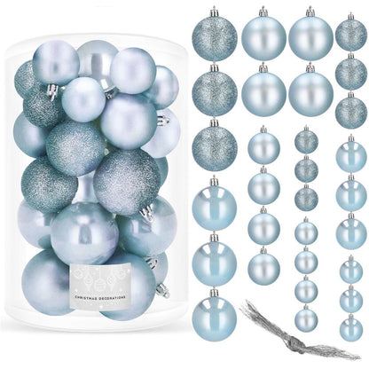 Set globuri de Craciun, 30 bucati, 3 modele, 4/5/6cm, albastru deschis