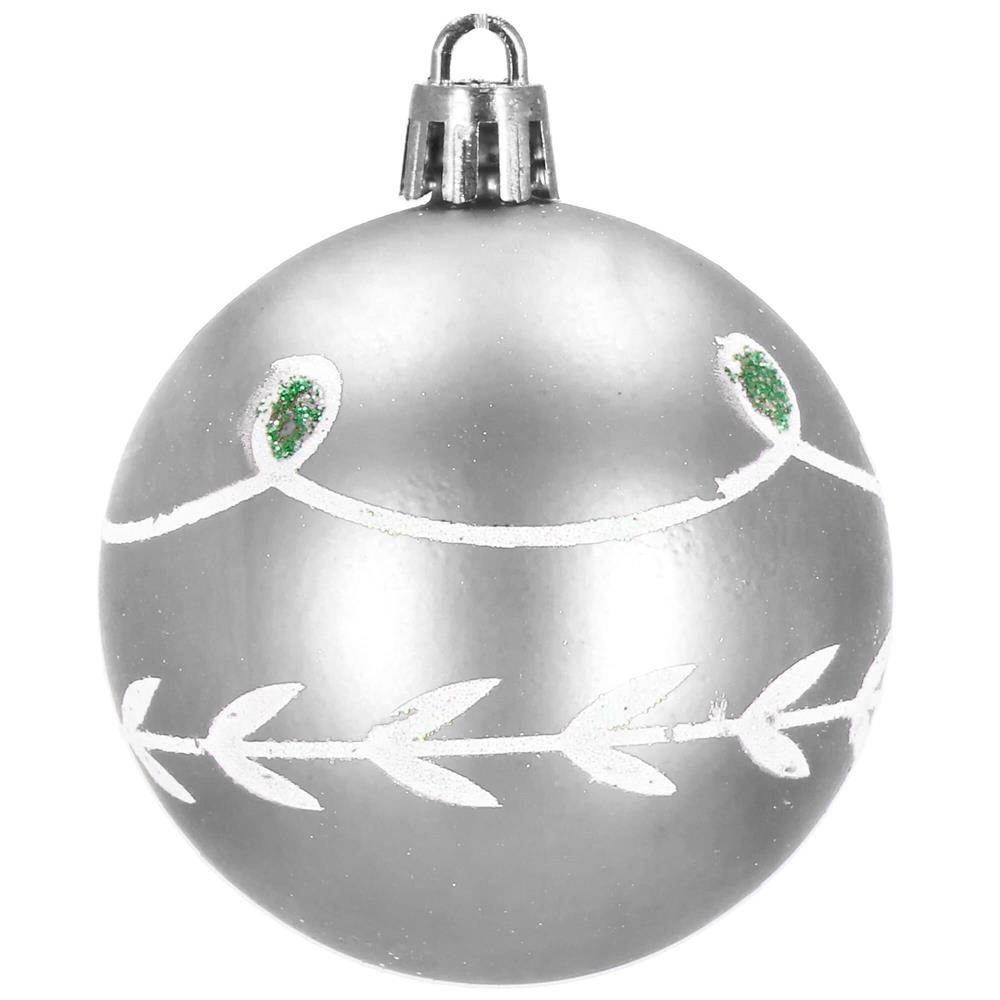 Set globuri de Craciun cu modele de sarbatori, 30 bucati, 6cm, argintiu
