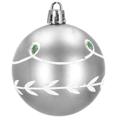 Set globuri de Craciun cu modele de sarbatori, 30 bucati, 6cm, argintiu