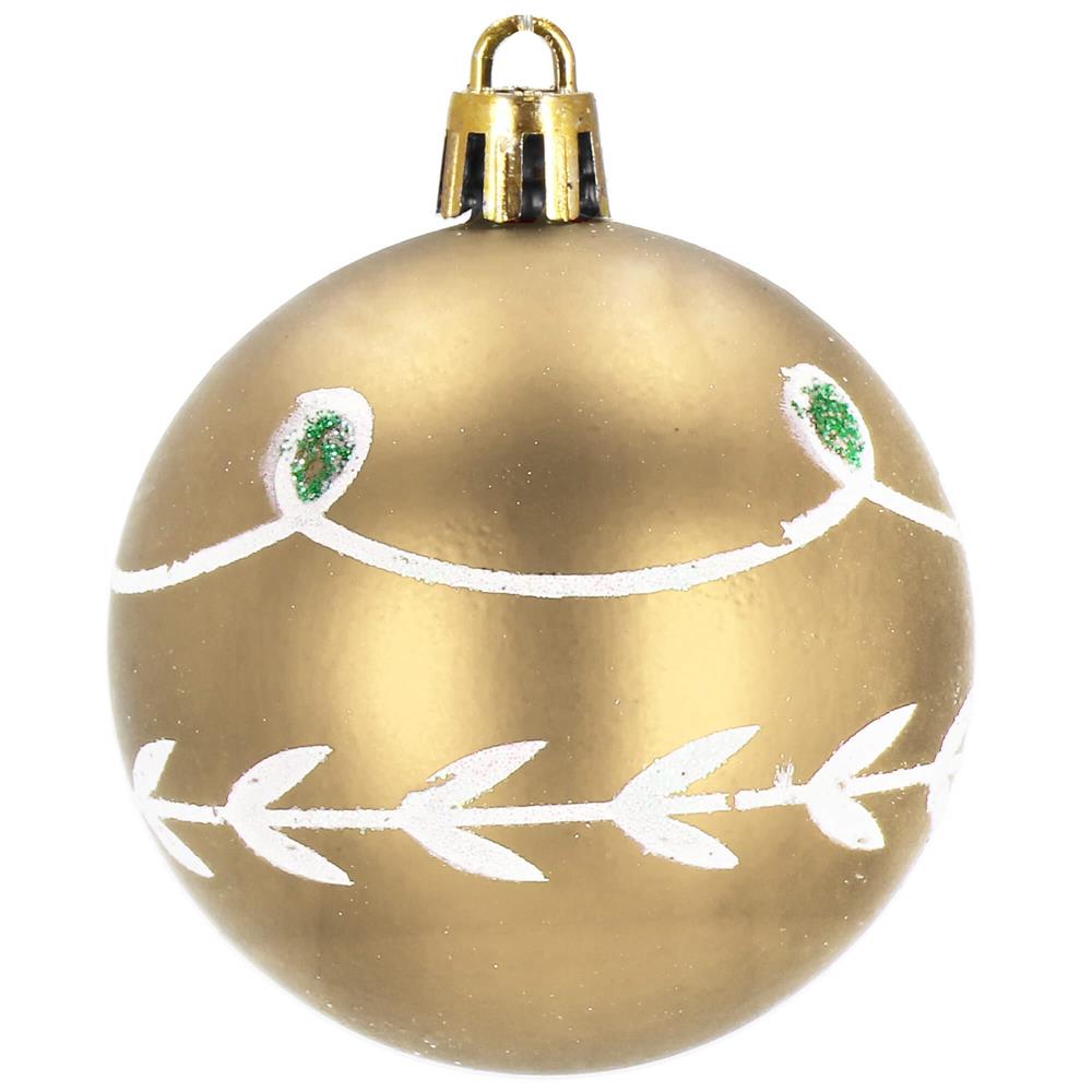 Set globuri de Craciun cu modele de sarbatori, 30 bucati, 6cm, auriu