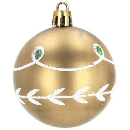 Set globuri de Craciun cu modele de sarbatori, 30 bucati, 6cm, auriu