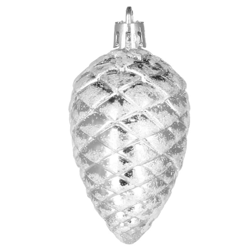 Set globuri si decoratiuni de Craciun, 77 piese, diverse dimensiuni, argintiu