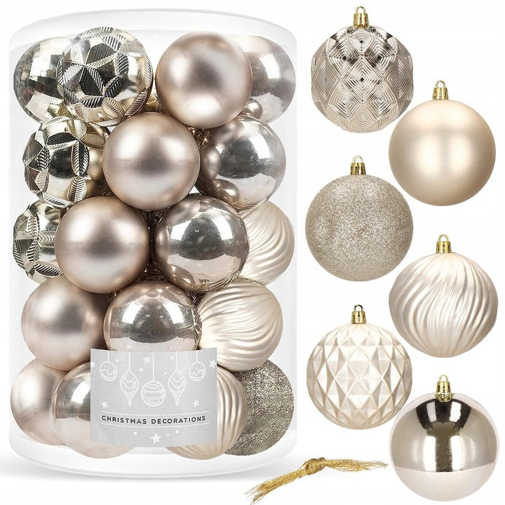 Set globuri de Craciun, 30 bucati, 6 modele, 8cm, auriu