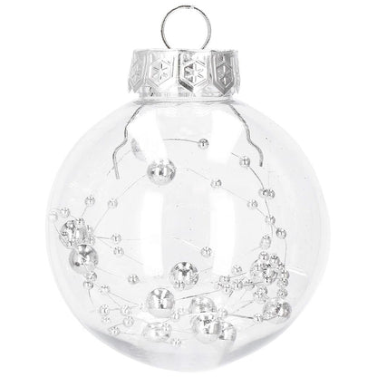 Set globuri de Craciun Inedit, 30 bucati, 7cm, transparente si argintiu
