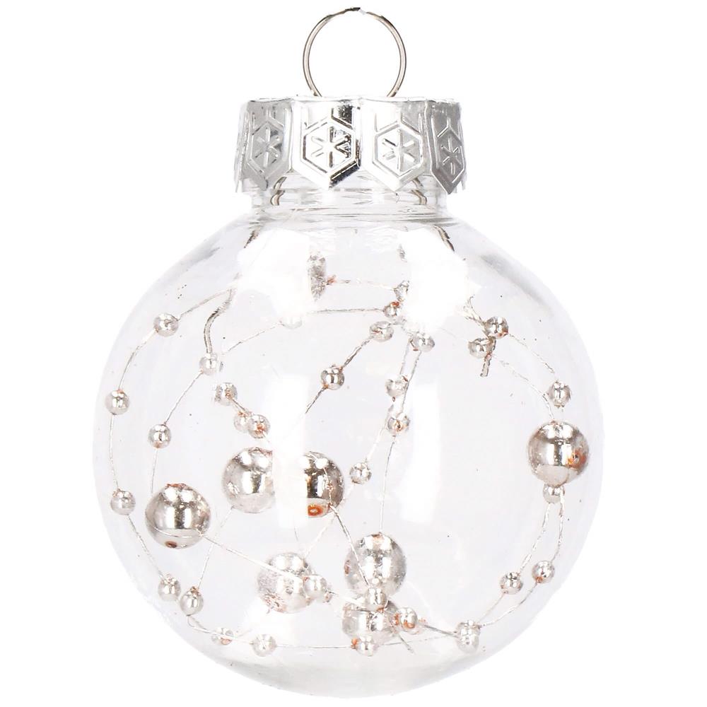 Set globuri de Craciun Inedit, 30 bucati, 6cm, transparente si auriu