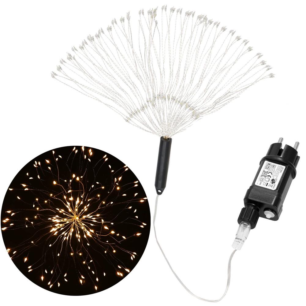 Instalatie lumina decorativa STAR cu 100 LED-uri, diametru 40cm, telecomanda, iluminare galbena