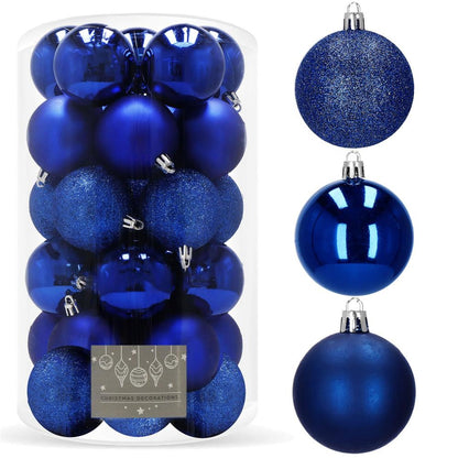 Set globuri de Craciun, 30 bucati, 3 modele, 6cm, albastru