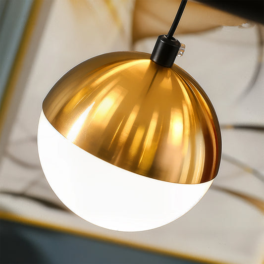 Lustra Suspendata LED Acril Aurion 29W cu Telecomanda, Dimabila, Negru Auriu, Metal si Acril
