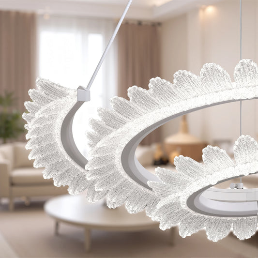 Lustra LED LT188WH, Cristal si Metal, 40W, Dimabila, Inaltime Reglabila, Lumina Rece/Calda/Neutra, Iluminat Luxos