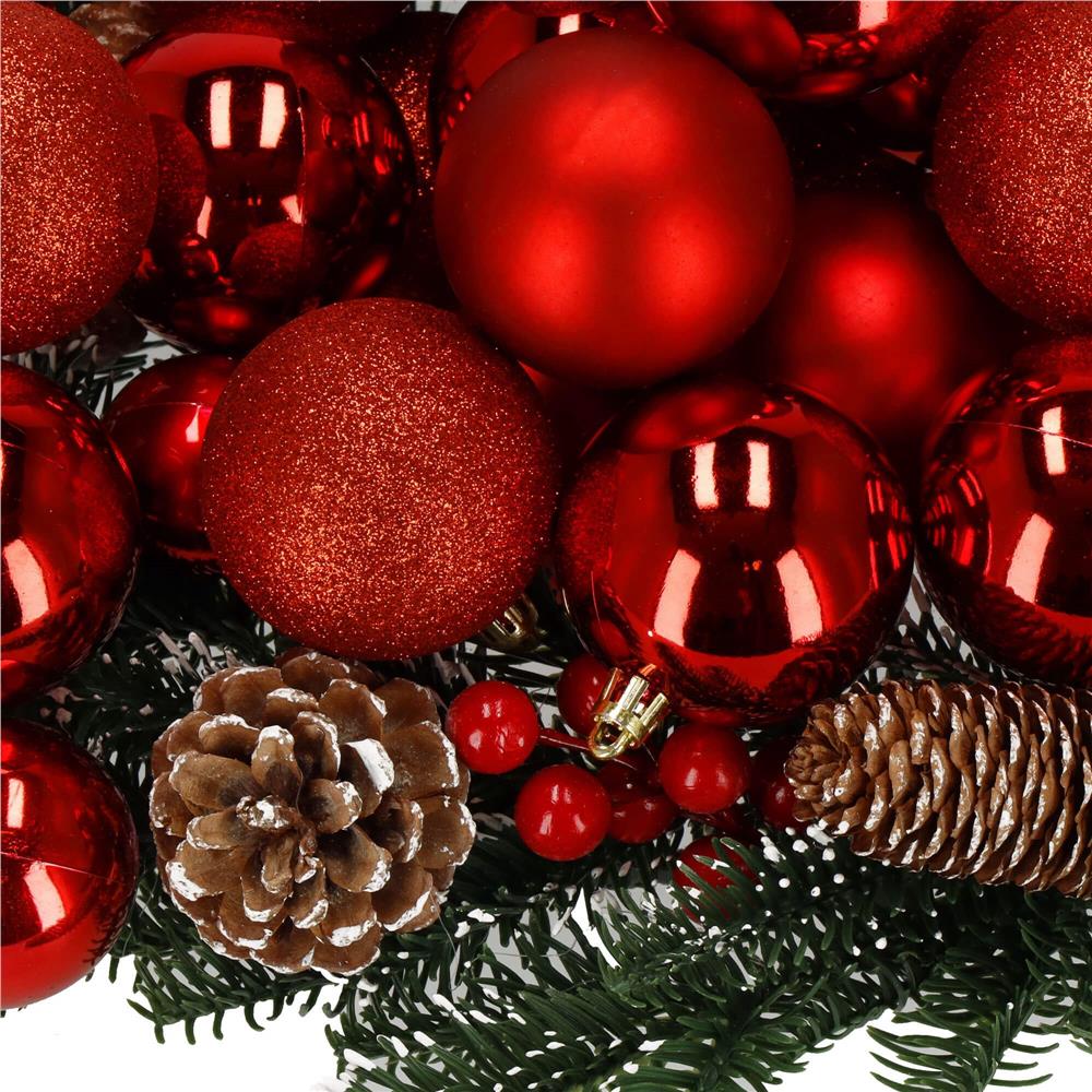 Set globuri de Craciun, 30 bucati, 3 modele, 6cm, rosu