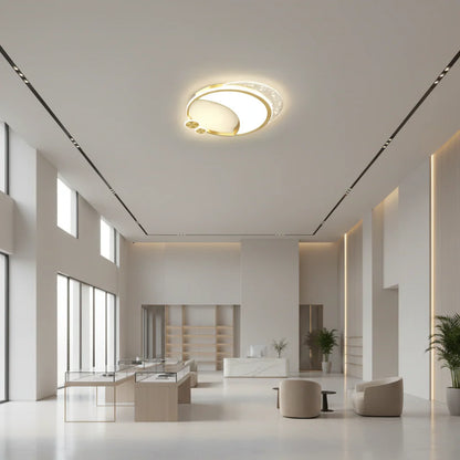 Lustra LED Marco cu Telecomanda, 51W, Dimabila, Auriu, Metal, Acril si Sticla, 3000K/4000K/6000K
