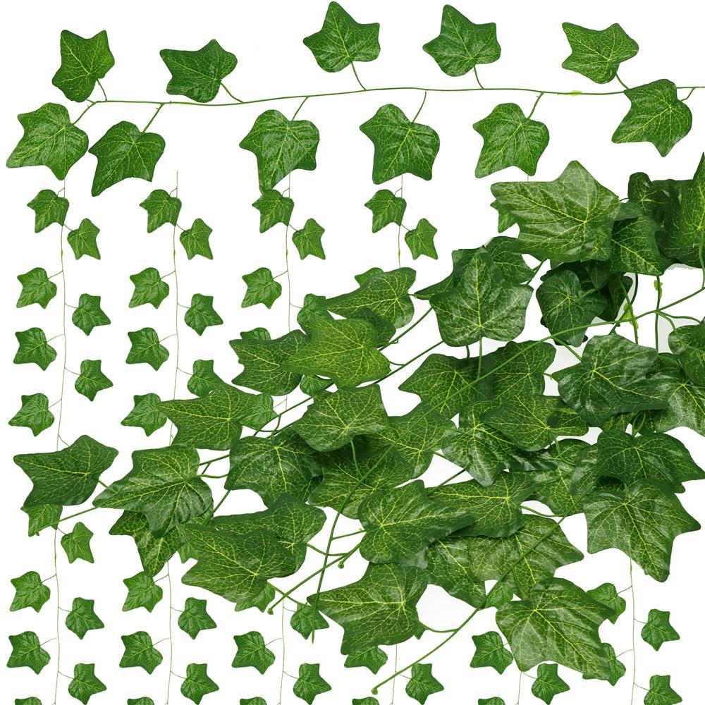 Set 6 ghirlande iedera artificiala pentru decorare, 6x233cm, frunze mari, verde