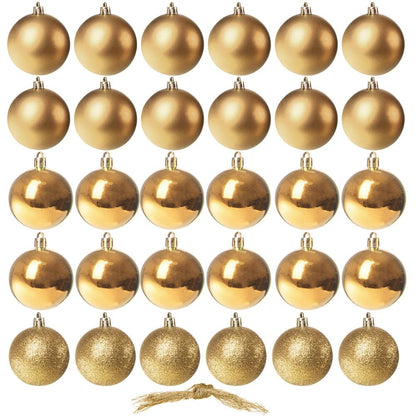 Set globuri de Craciun, 30 bucati, 3 modele, 3cm, auriu