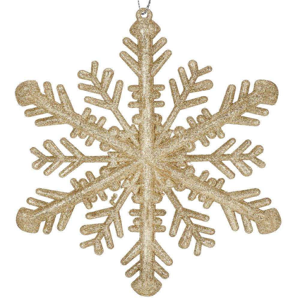 Decoratiune brad fulg de zapada, 30cm, auriu cu sclipici