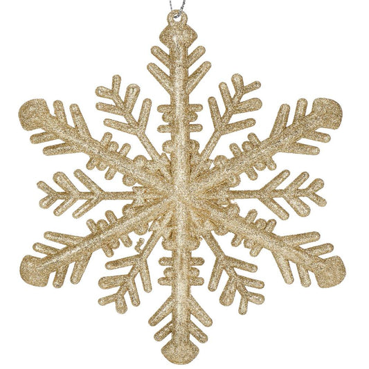 Decoratiune brad fulg de zapada, 30cm, auriu cu sclipici