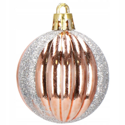 Set globuri si decoratiuni de Craciun, 152 piese, diverse dimensiuni, roz auriu