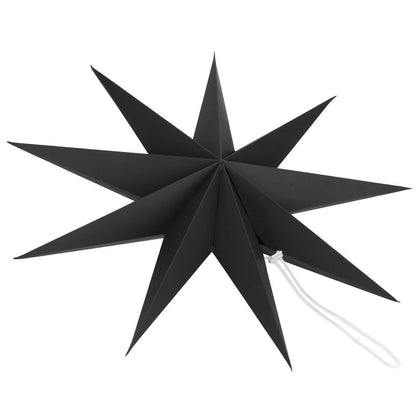 Stea decorativa 3D din hartie, cu 9 colturi, 60cm, neagra