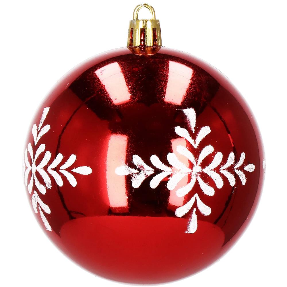 Set globuri de Craciun, 16 bucati, 8cm, 8 modele, rosu alb