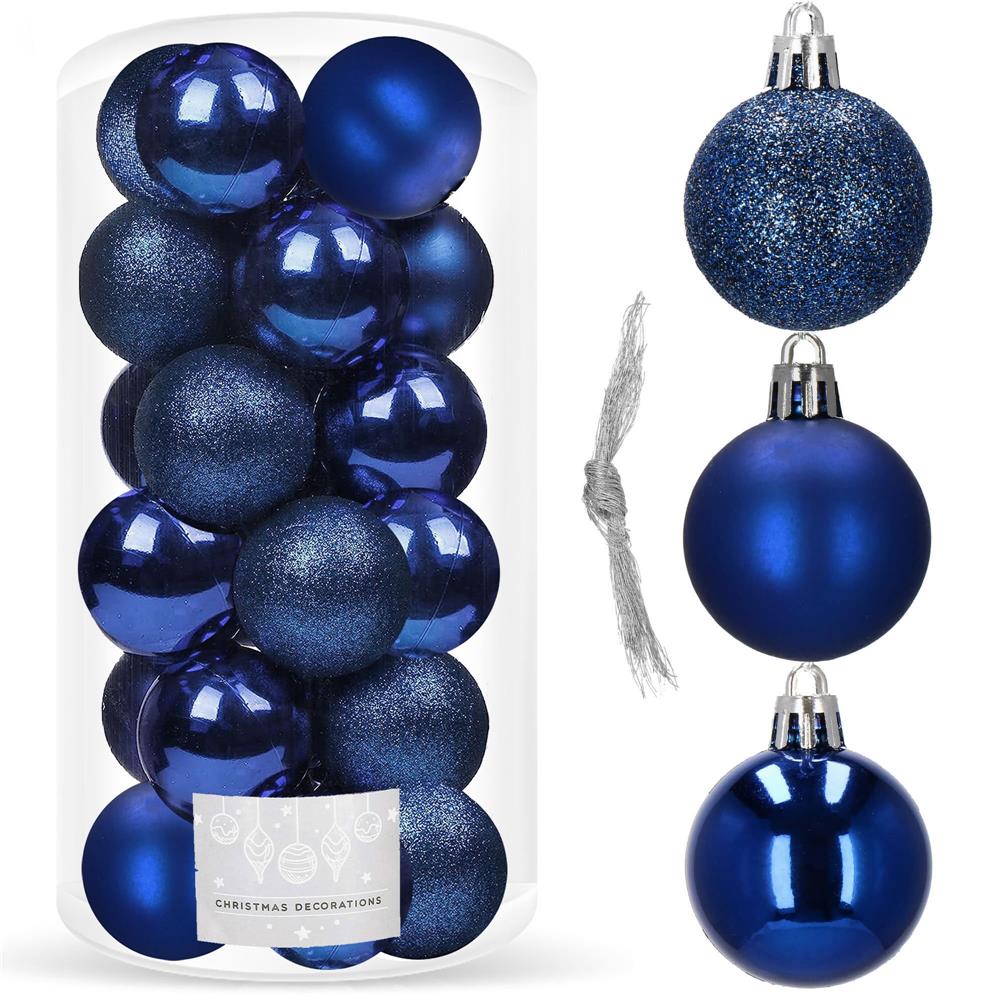 Set globuri de Craciun, 20 bucati, 3 modele, 4cm, albastru inchis