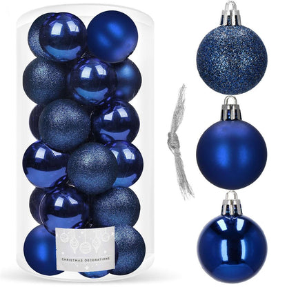 Set globuri de Craciun, 20 bucati, 3 modele, 4cm, albastru inchis