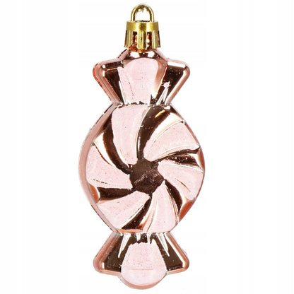 Set globuri si decoratiuni de Craciun, 77 piese, diverse dimensiuni, roz auriu