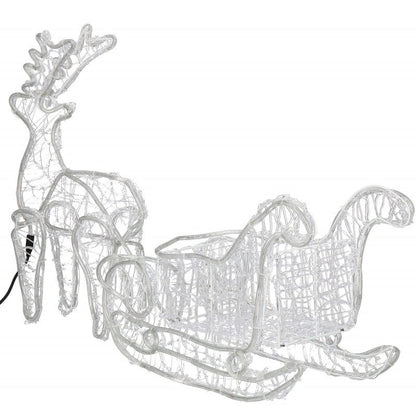 Instalatie lumini pentru Craciun, ren cu sanie, , 312 LED-uri, 150cm, galben