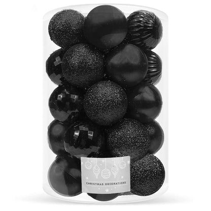Set globuri de Craciun, 20 bucati, 5 modele, 6cm, negru