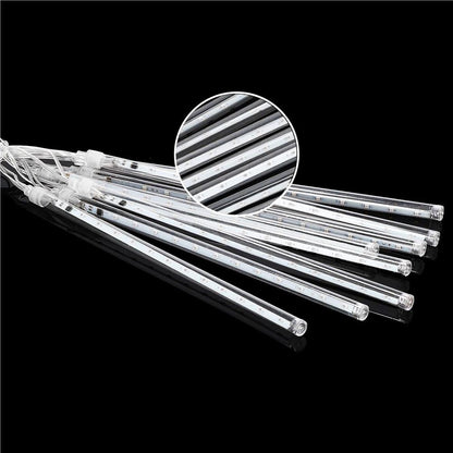 (DL) Instalatie de Craciun, 8 tuburi, 30cm, 144 LED, ploaie de meteoriti, albastru