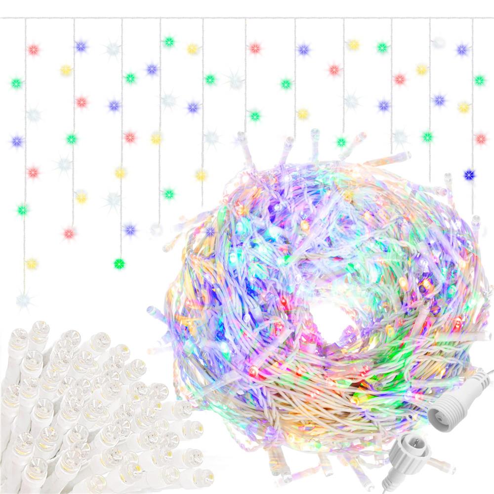 Ghirlanda luminoasa tip perdea cu flash 500 LED-uri, 20m, pentru interior/exterior, iluminare multicolora