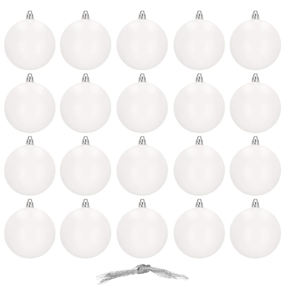 Set globuri de Craciun, 20 bucati, 8cm, alb mat