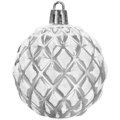 Set globuri de Craciun cu modele de sarbatori, 30 bucati, 6cm, argintiu